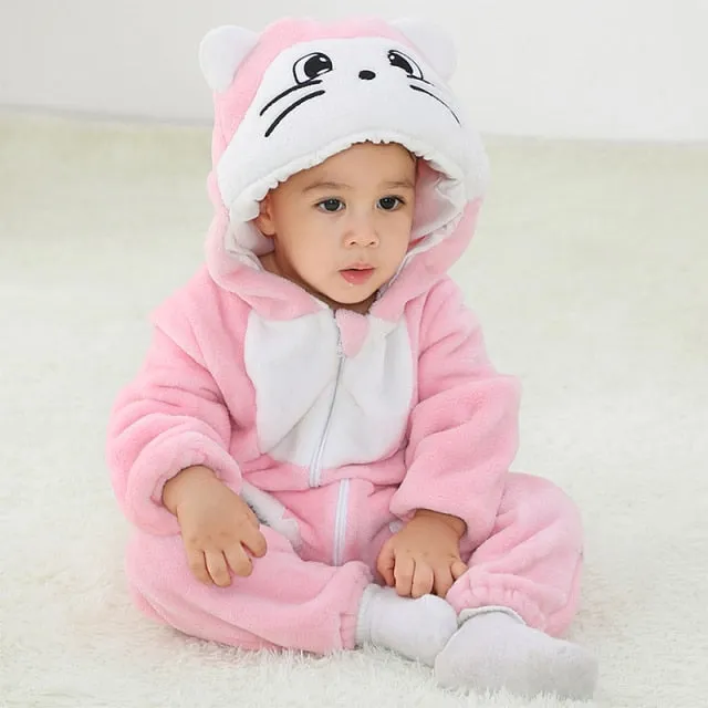 Baby Unisex Playsuit Pajamas Animal Cartoon Hooded Costume