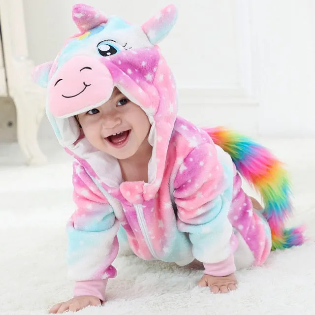 Baby Unisex Playsuit Pajamas Animal Cartoon Hooded Costume