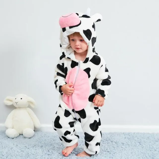 Baby Unisex Playsuit Pajamas Animal Cartoon Hooded Costume