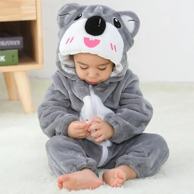 Baby Unisex Playsuit Pajamas Animal Cartoon Hooded Costume