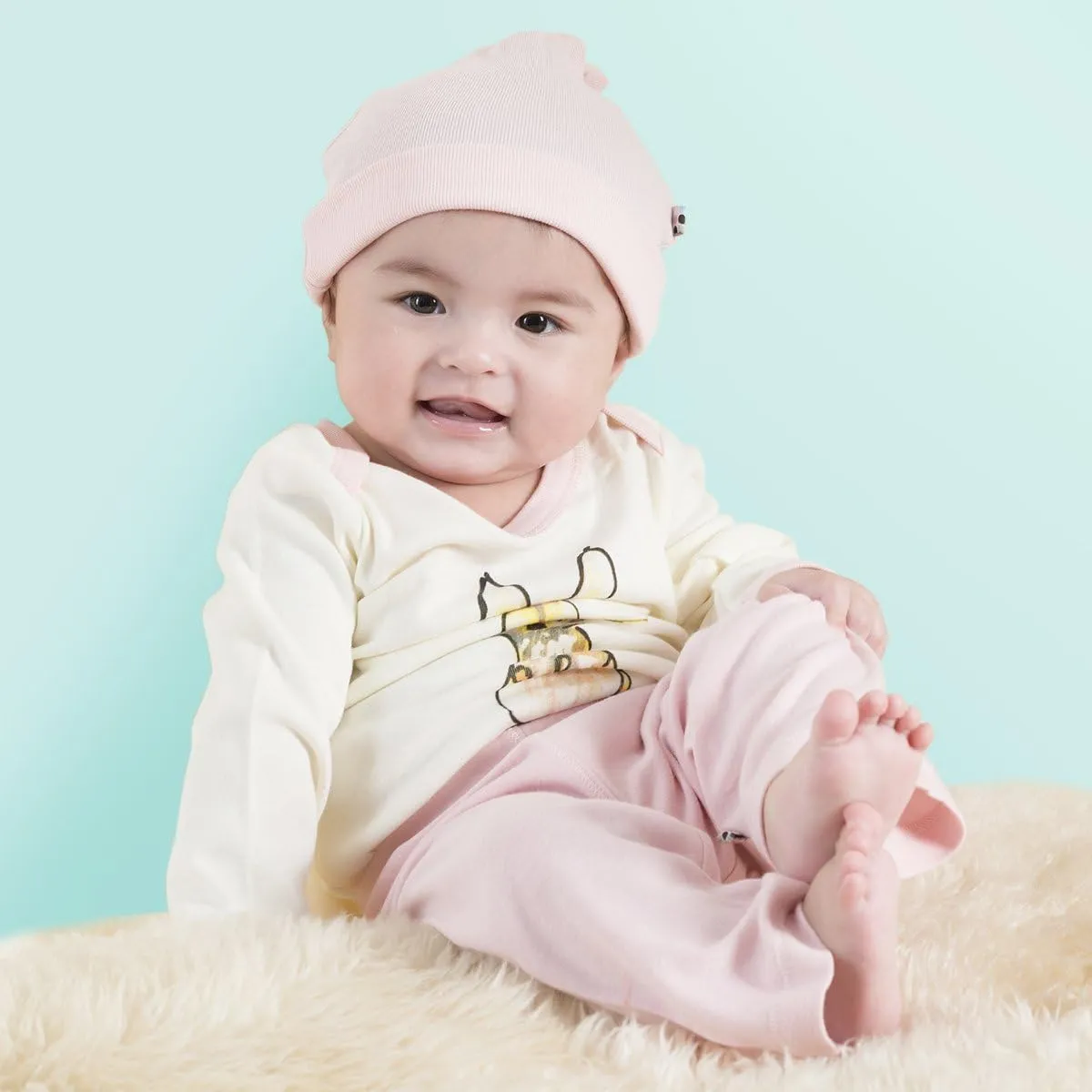 Babysoy Newborn Organic Long Sleeve Animal Print Bodysuit Onesie Romper