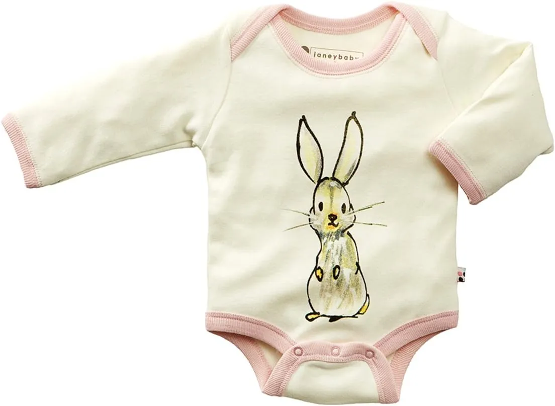 Babysoy Newborn Organic Long Sleeve Animal Print Bodysuit Onesie Romper