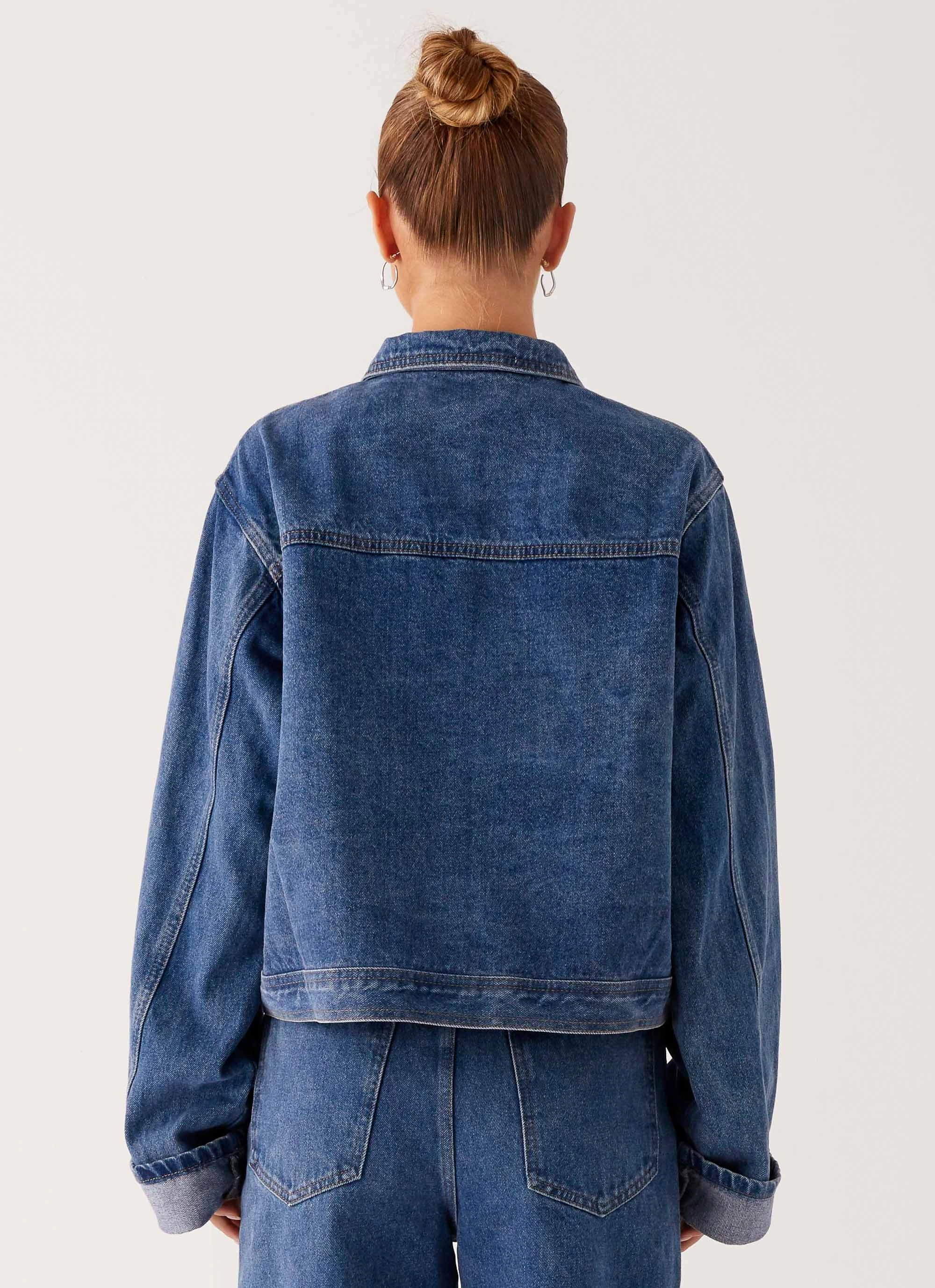 bus ride Back Again Oversized Denim Jacket - True Blue