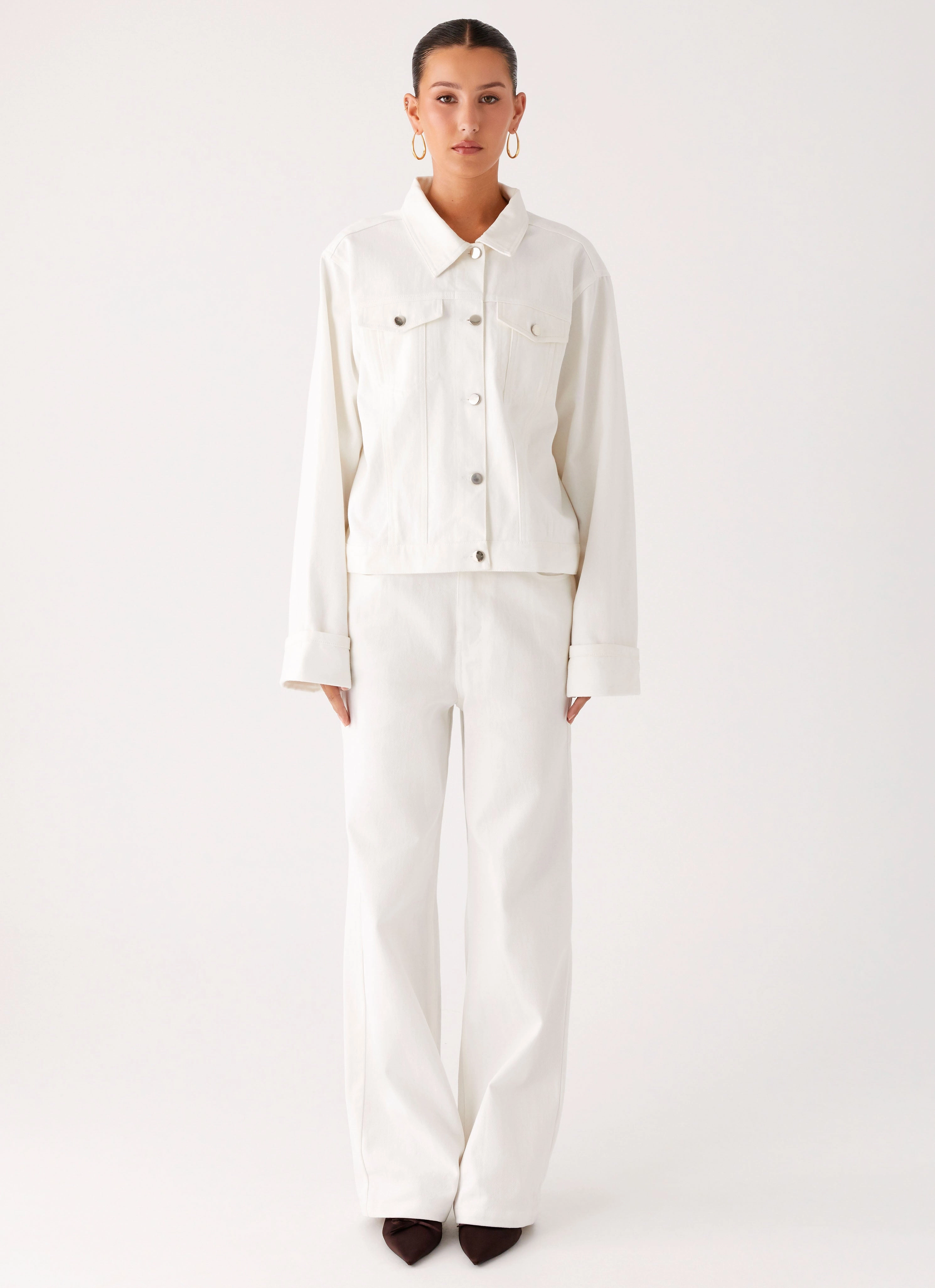 Fresh Function Internal Security Pocket Back Again Oversized Denim Jacket - White