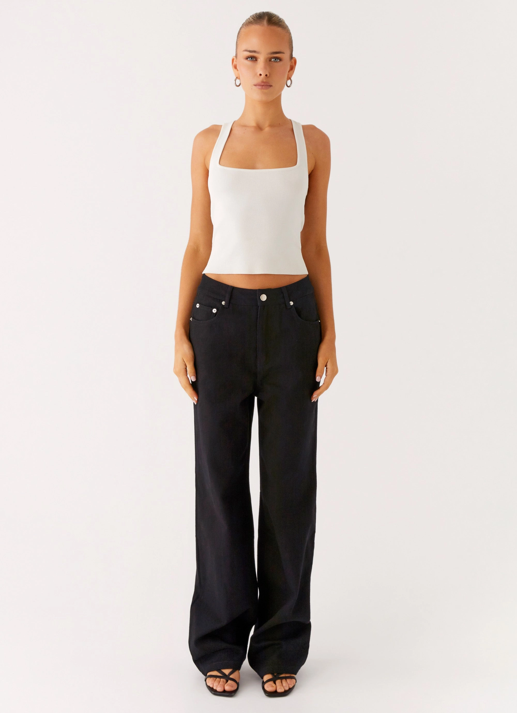Back Again Straight Leg Denim Jeans - Black Winter Warmth Minimalist Style Picnic Style Cropped length