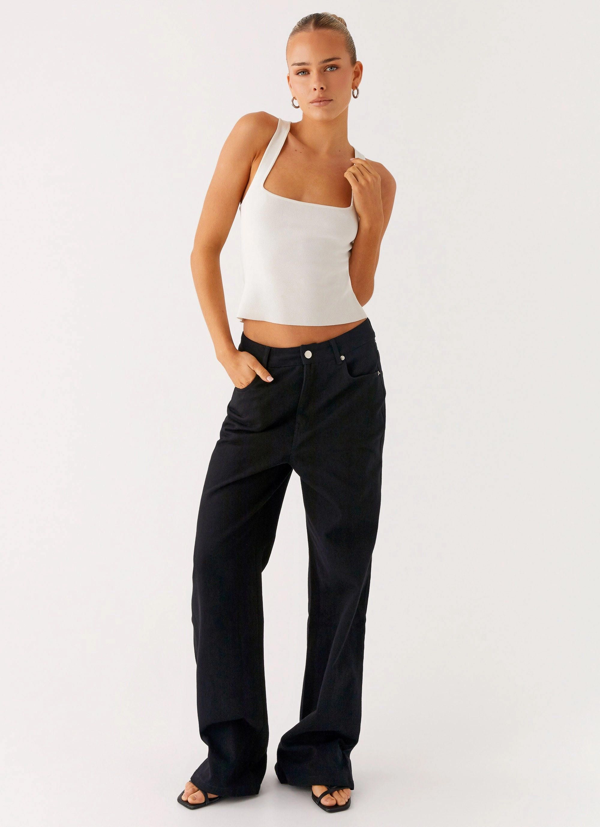 Back Again Straight Leg Denim Jeans - Black Functional Wear Street Fashion Affordable