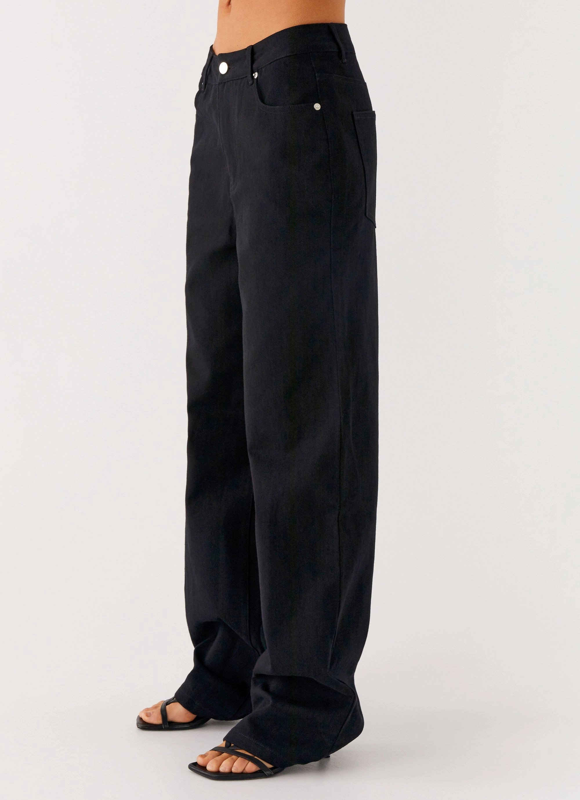 Office Wear Couple Look Work Ready Back Again Straight Leg Denim Jeans - Black