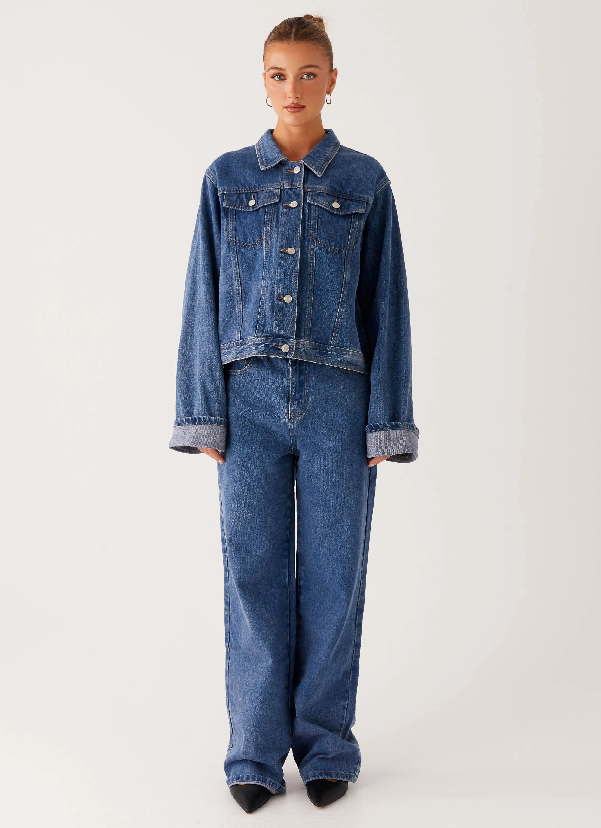 Streetwear Fan Beach Day Back Again Straight Leg Denim Jeans - True Blue