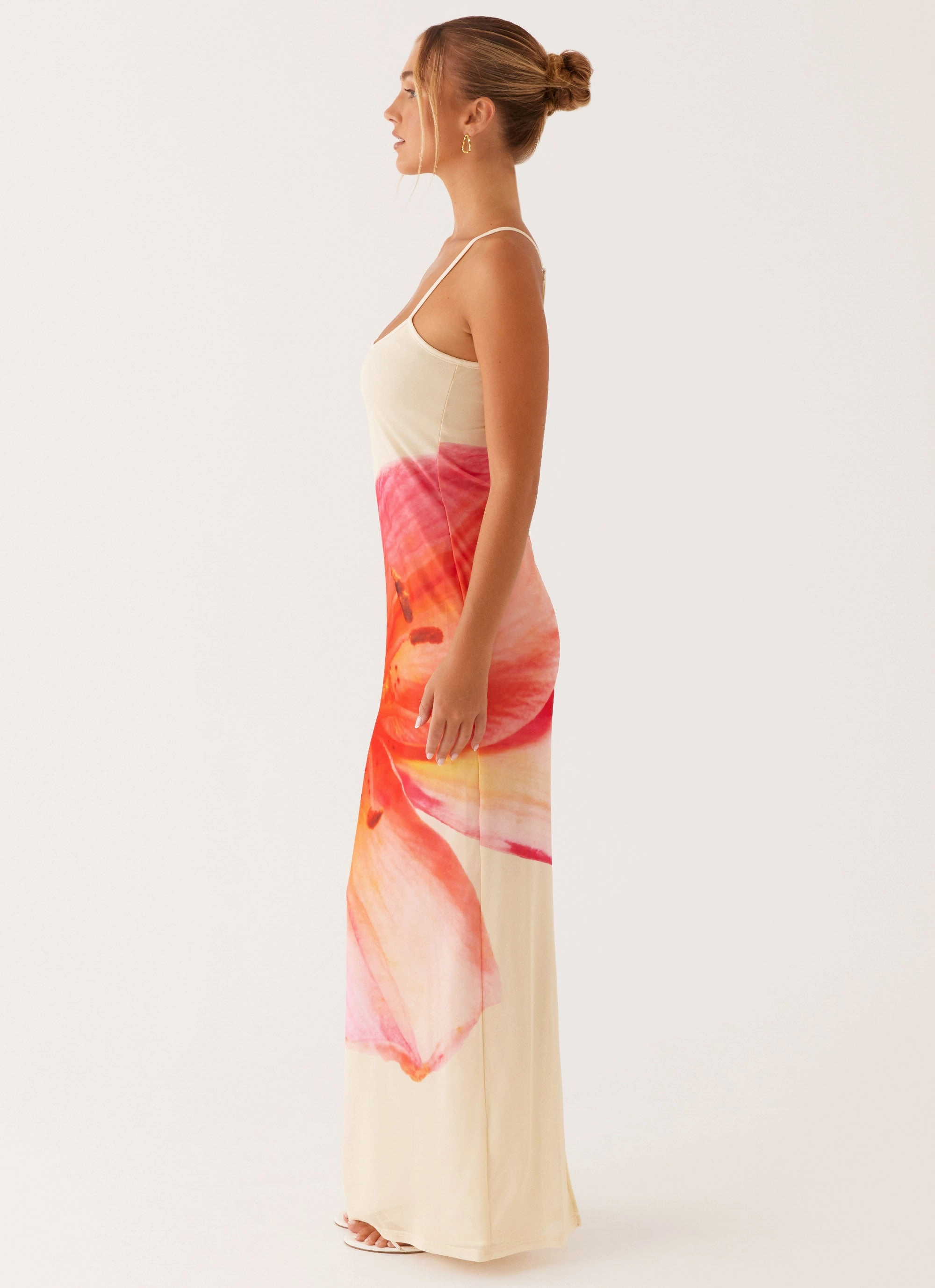 Bad News Mesh Maxi Dress - Yellow Floral Fitted Look Classic and Modern