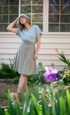 Odor control Flexible Layer Bae Skirt in Black & Oat Cotton Gingham