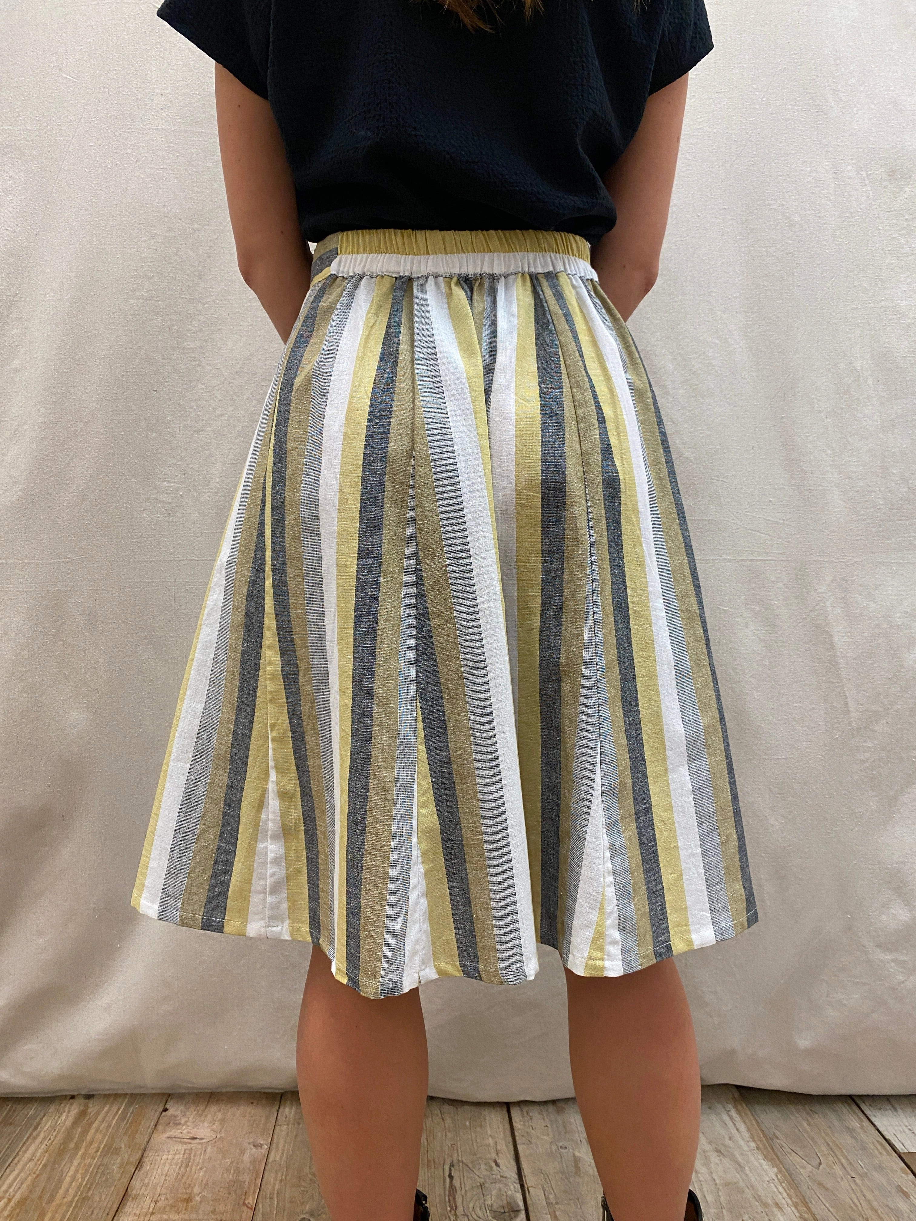Core Movement Sporty Vibe Bae Skirt in Linen Stripe