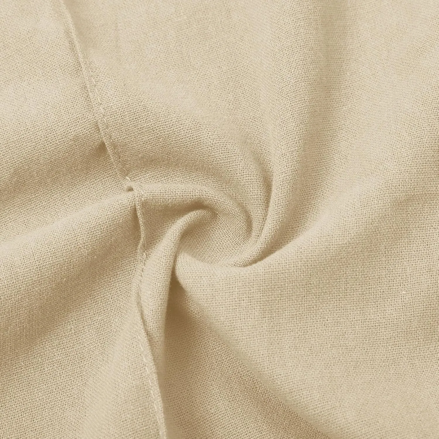 Baggy Linen Pants Women Drawstring High Waisted Straight Wide Leg Pants Lightweight Beach Trousers with Pockets