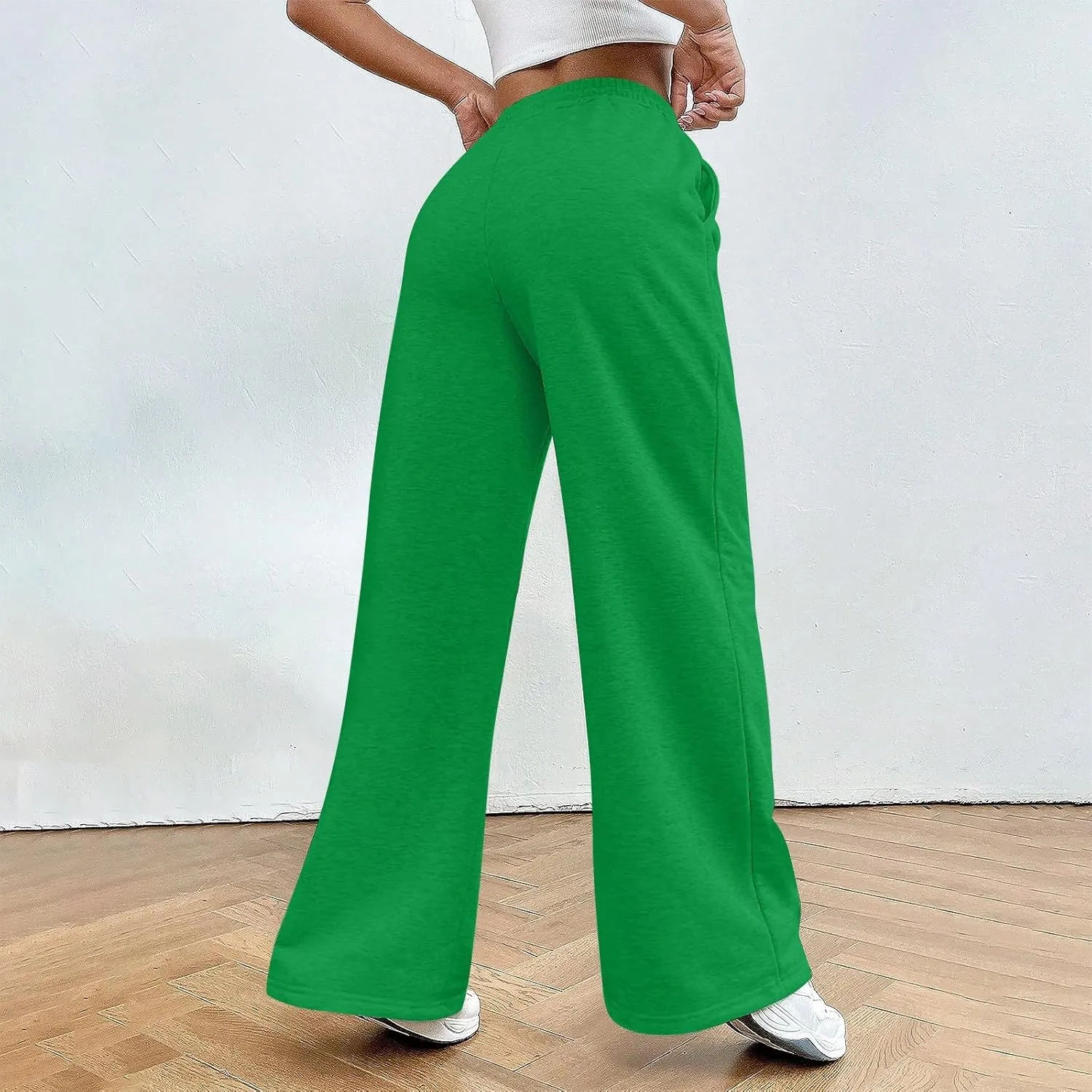 Baggy Wide Leg Sweatpants for Women Drawstring High Waisted Fleece Joggers Comfy Lounge Workout Pants with Pockets