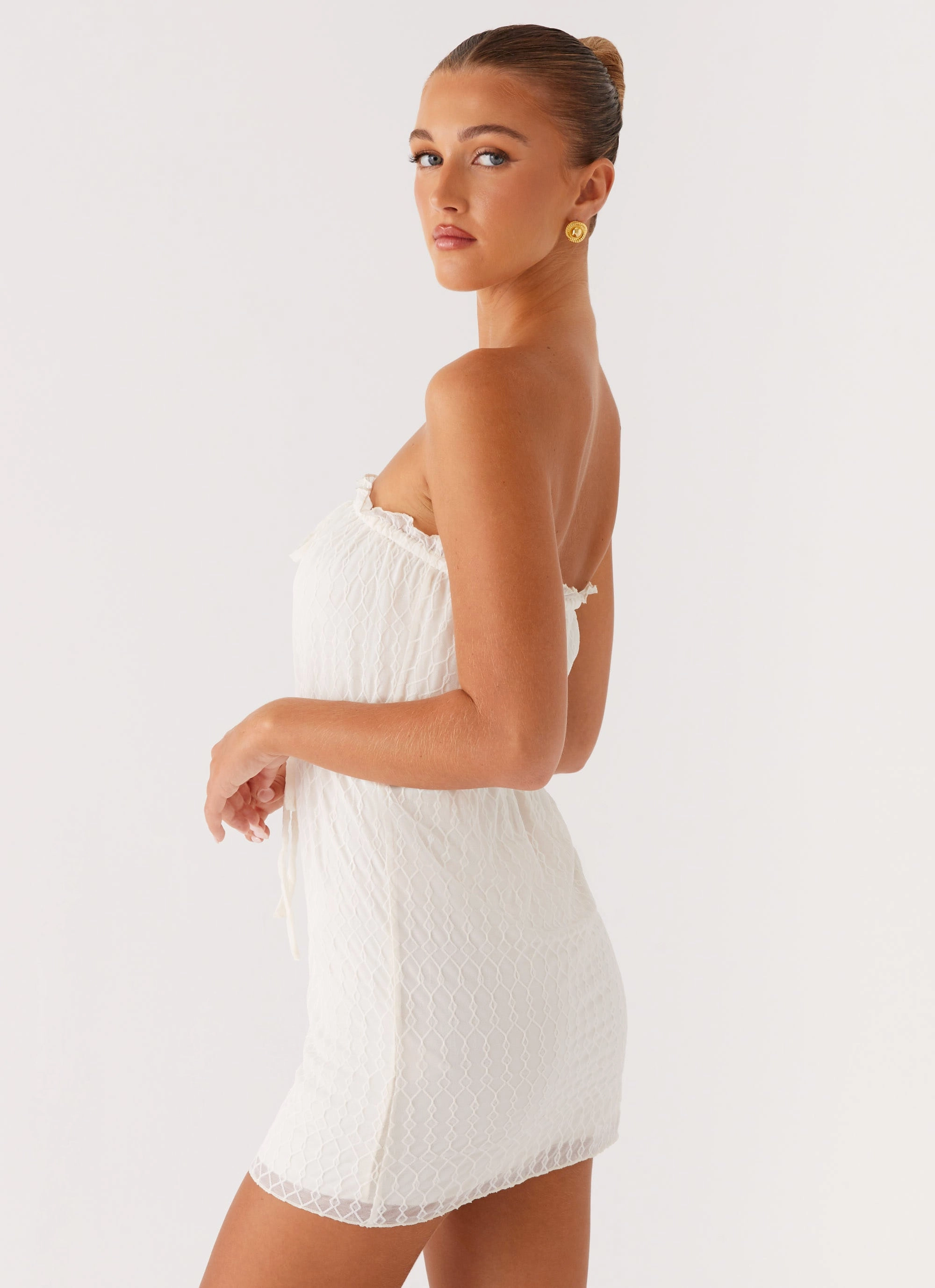 Spring Must Have Delicate Texture Alina Mini Dress - Ivory