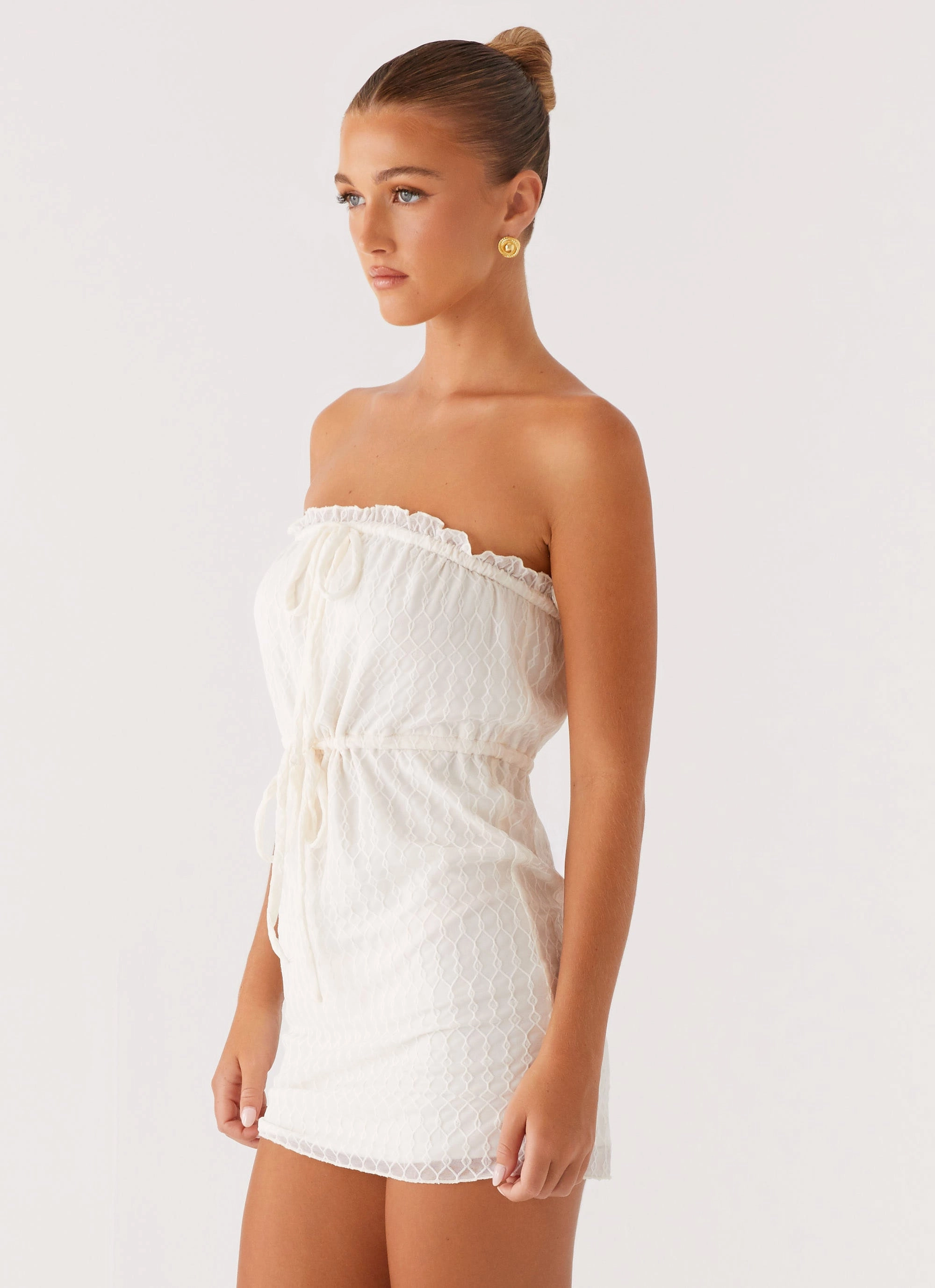 Contoured Waist Alina Mini Dress - Ivory