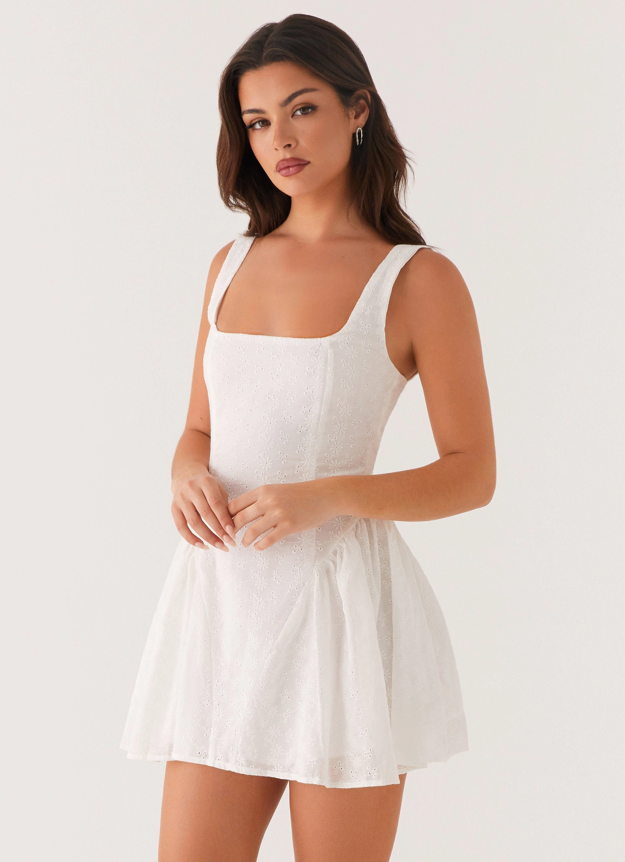 tech fabric High Density Weave Alyssa Mini Dress - White
