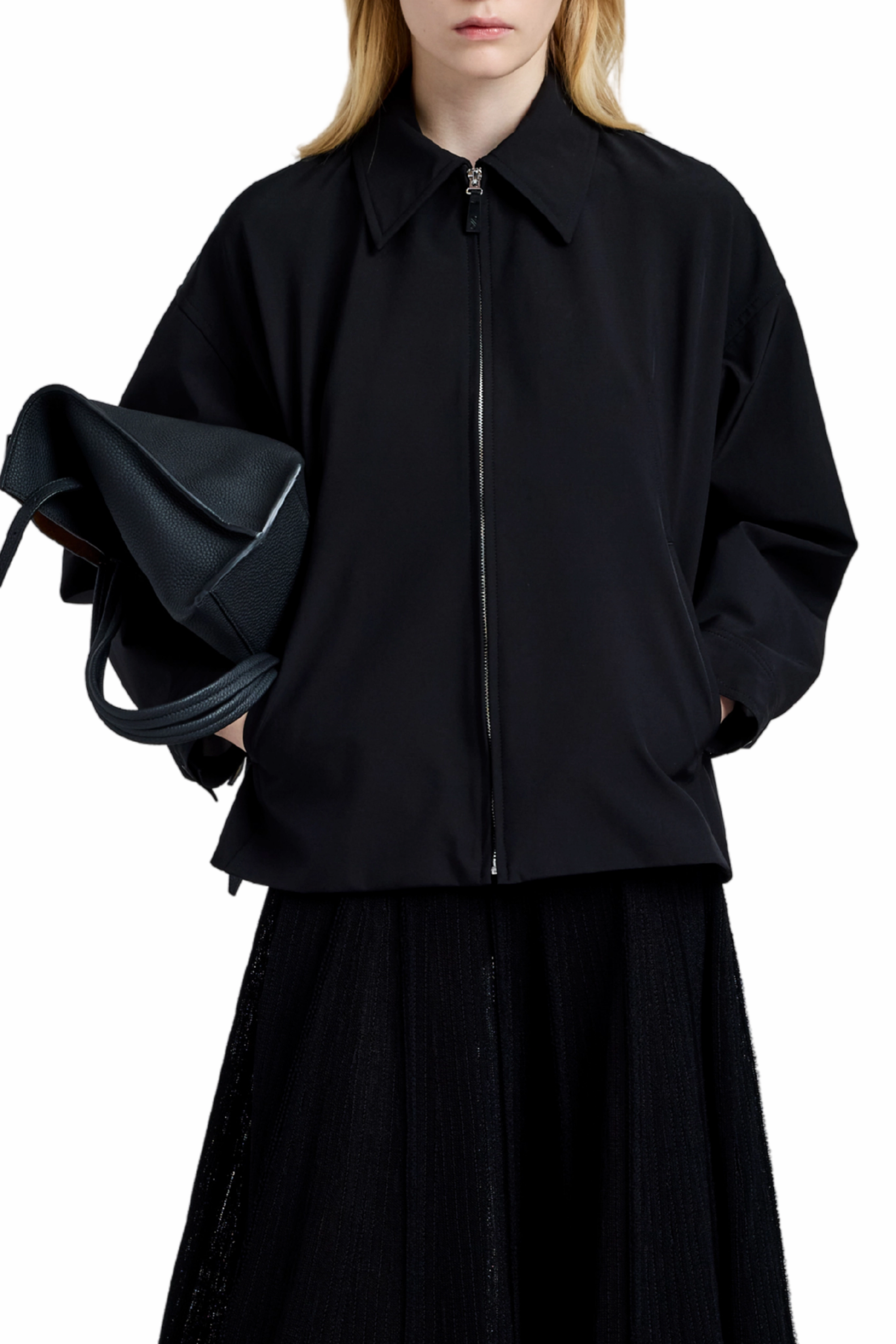 Wrinkle Free Exterior Recycled Material Construction Sibyl Jacket in Stretch Nylon