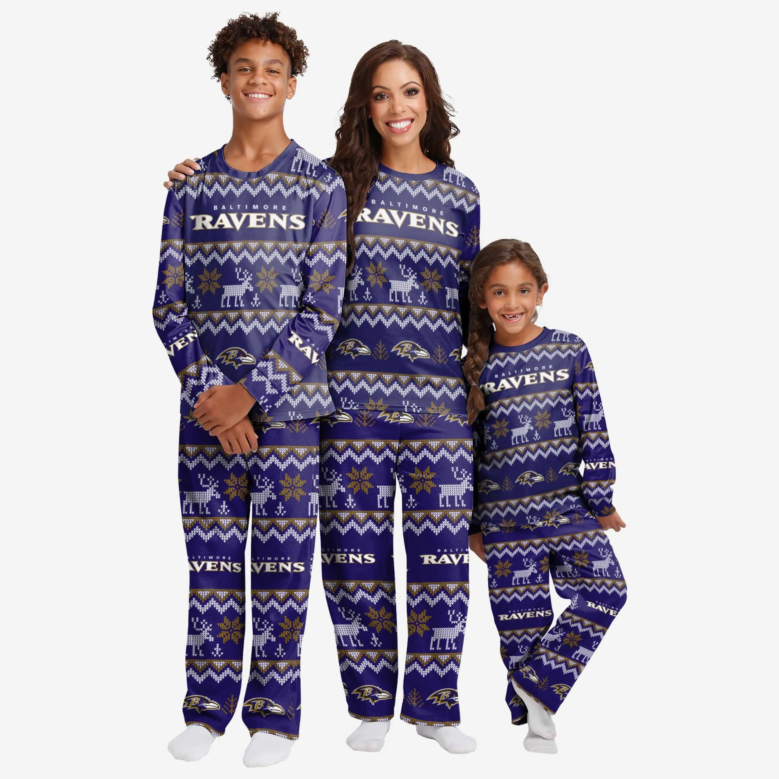 Baltimore Ravens Womens Ugly Pattern Family Holiday Pajamas