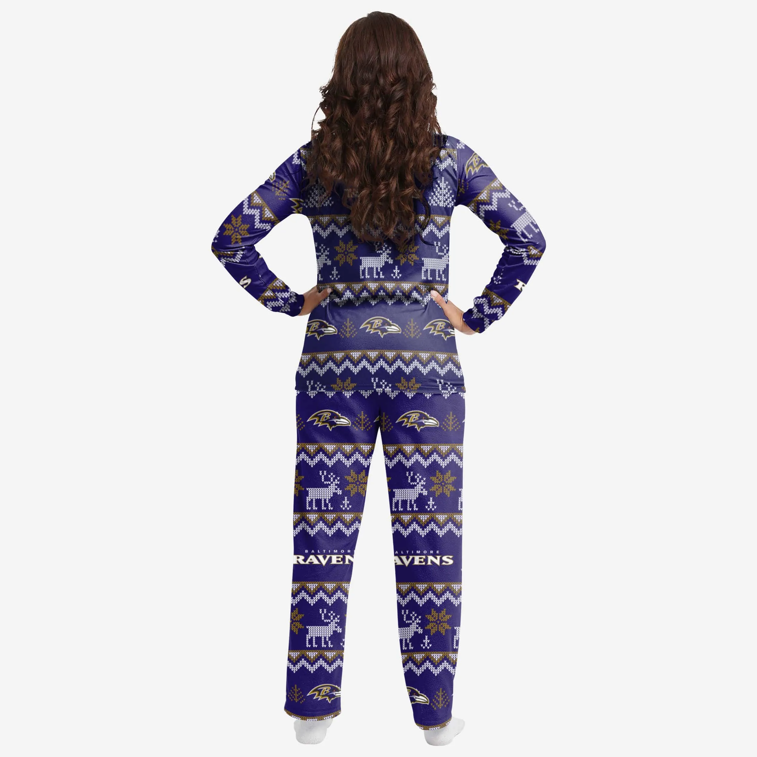 Baltimore Ravens Womens Ugly Pattern Family Holiday Pajamas