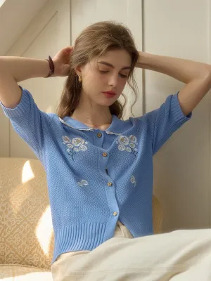 ??Final Sale??Roise Round Neck Embroidery Top Relaxed Tank SubtleTexture
