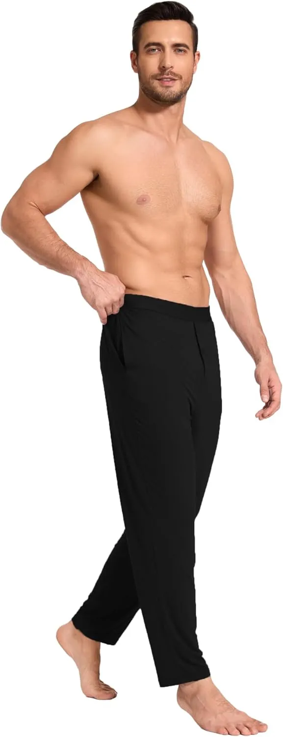 Bamboo-Derived Viscose Men's Pajama Pants Soft Lounge Pants with Pockets