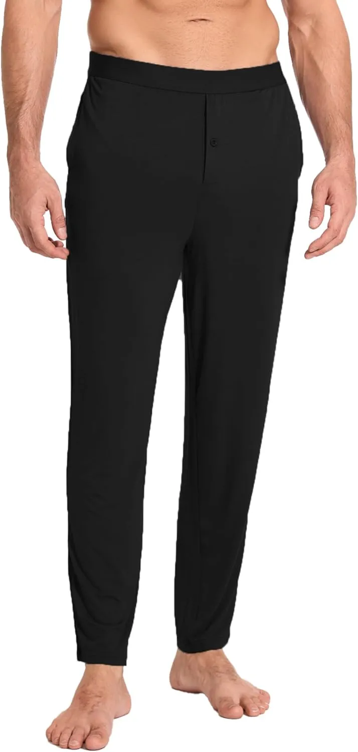 Bamboo-Derived Viscose Men's Pajama Pants Soft Lounge Pants with Pockets