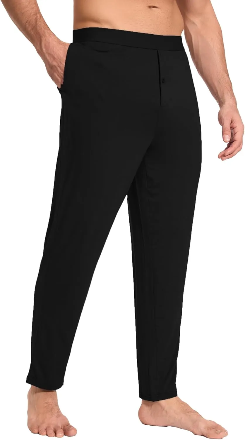 Bamboo-Derived Viscose Men's Pajama Pants Soft Lounge Pants with Pockets