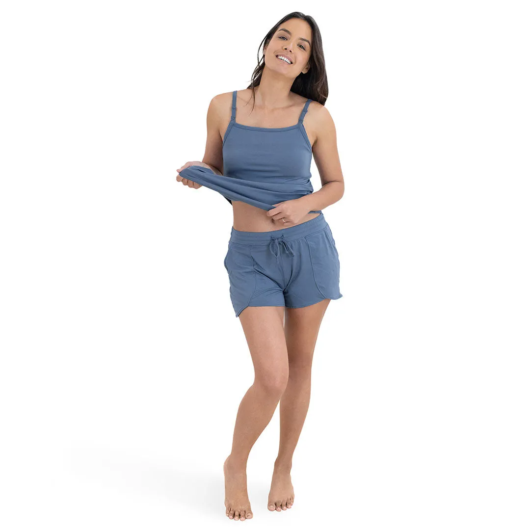 Bamboo Maternity & Postpartum Lounge Shorts | Slate Blue