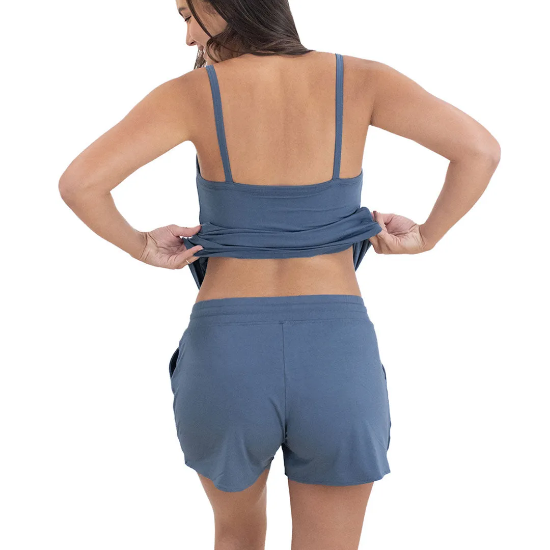 Bamboo Maternity & Postpartum Lounge Shorts | Slate Blue