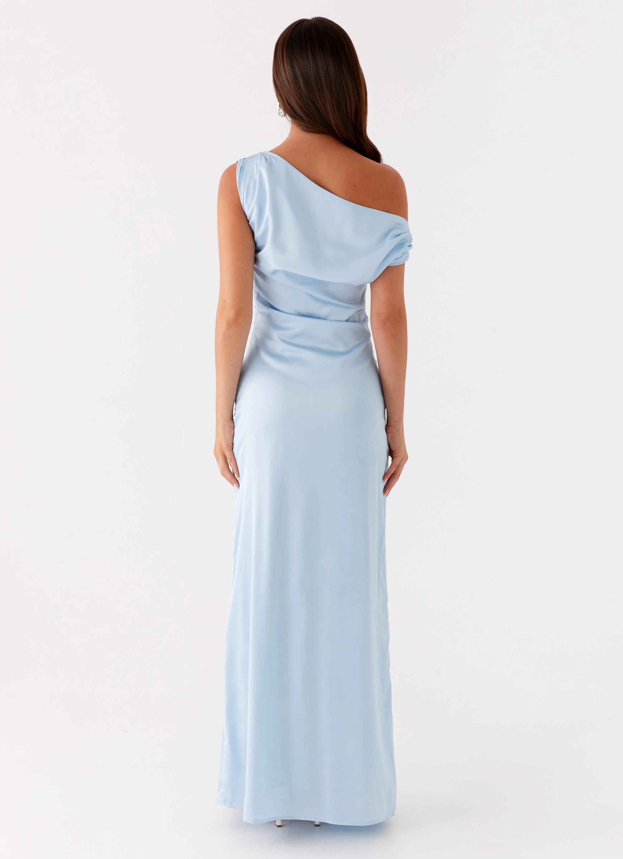 Heart Of Glass Satin Maxi Dress - Blue Light Appeal Soft Curve