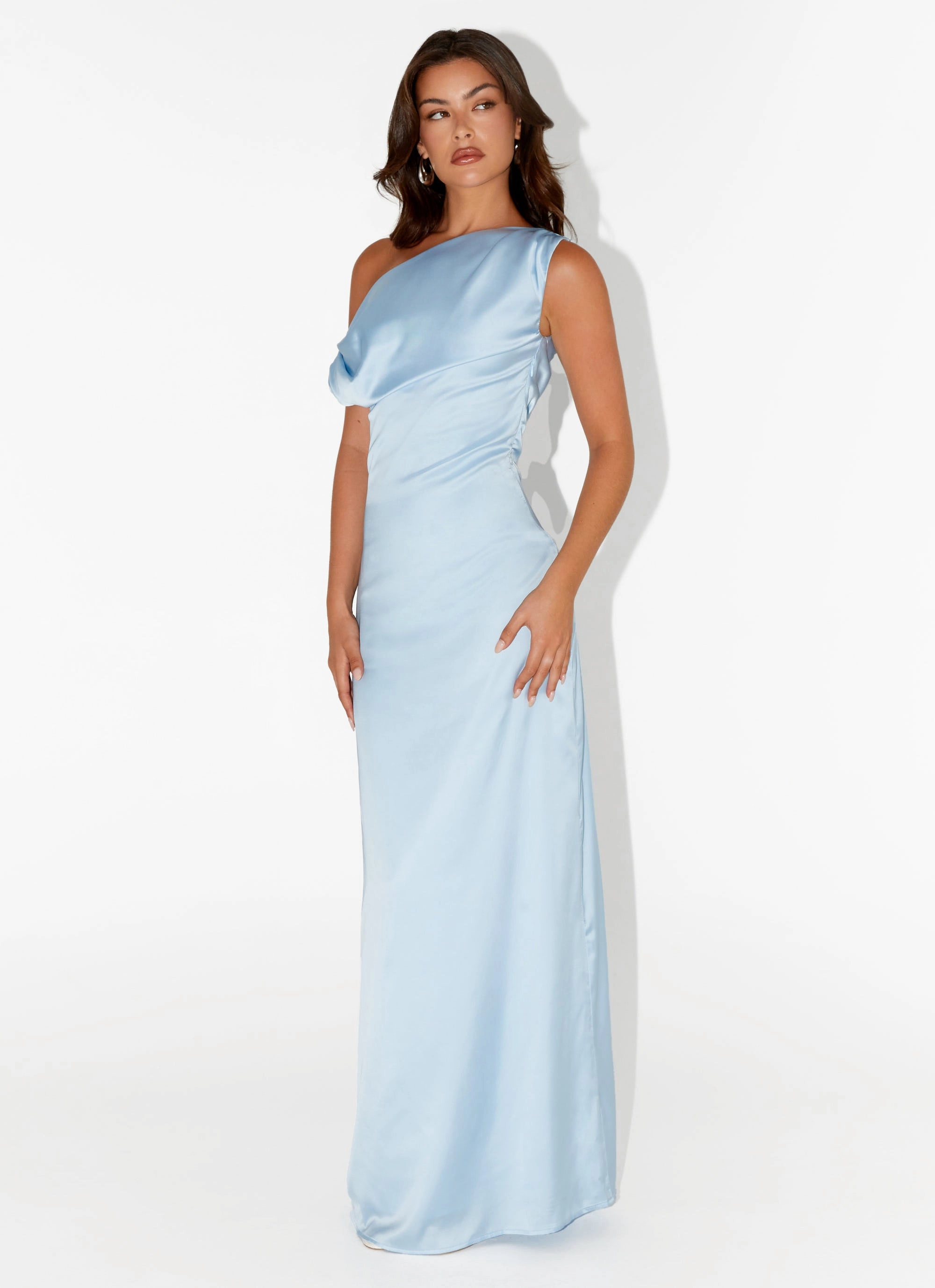 Relax Appeal Heart Of Glass Satin Maxi Dress - Blue