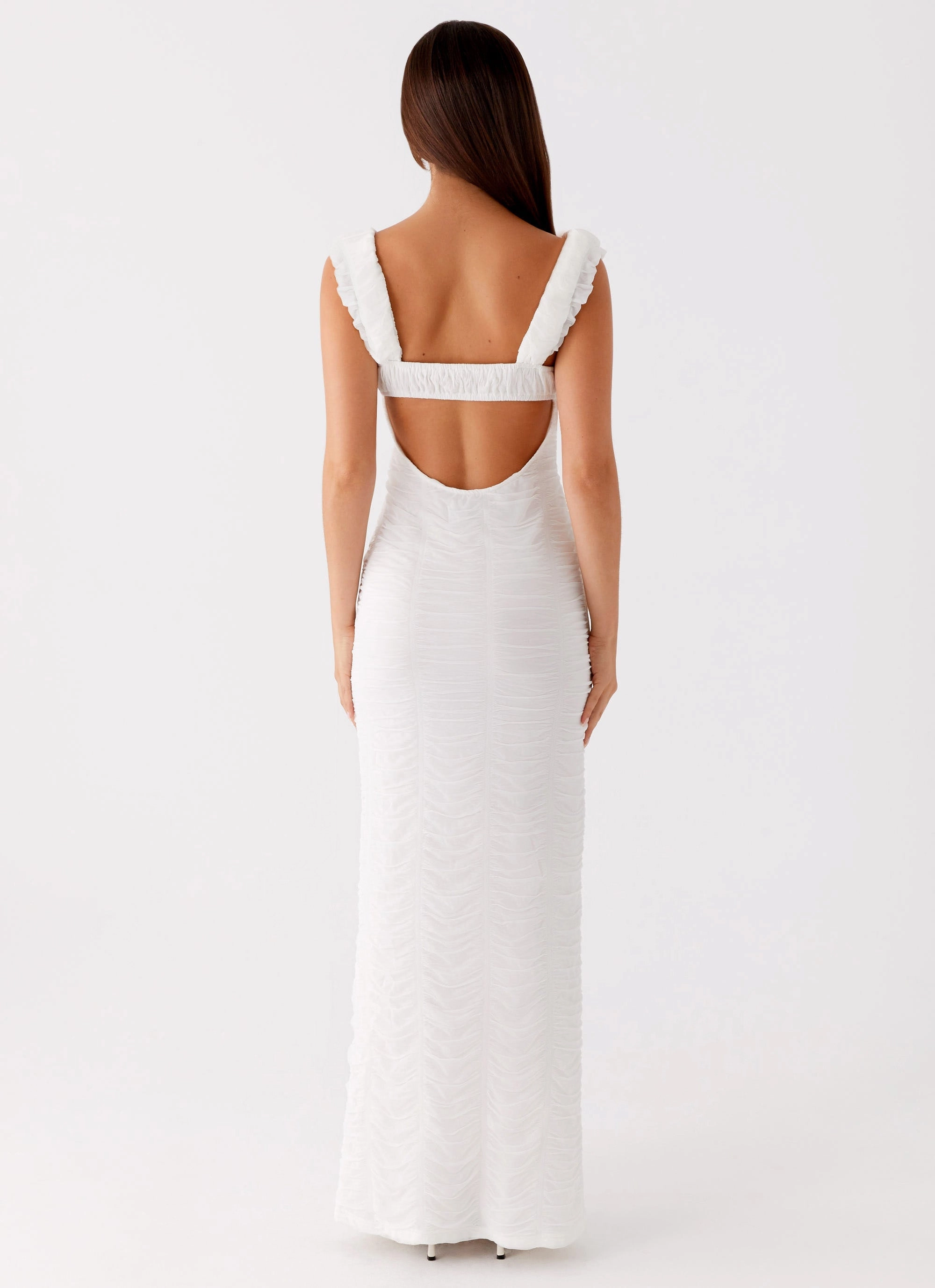 Senses Midi Dress - White Comfortable texture Urban Classic