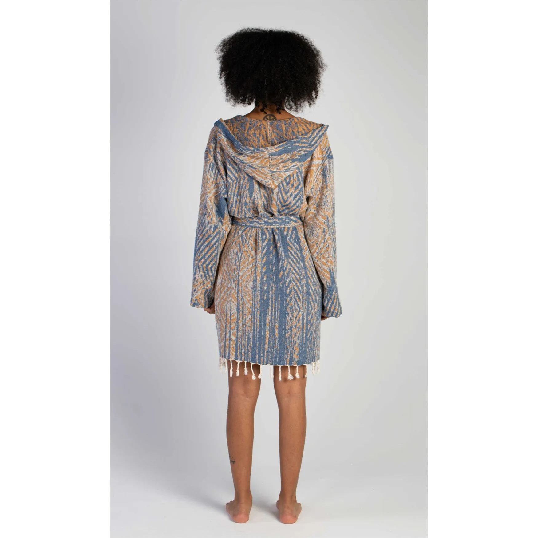 Bathrobe Kimono Turkish Towel Multicolor Indigo