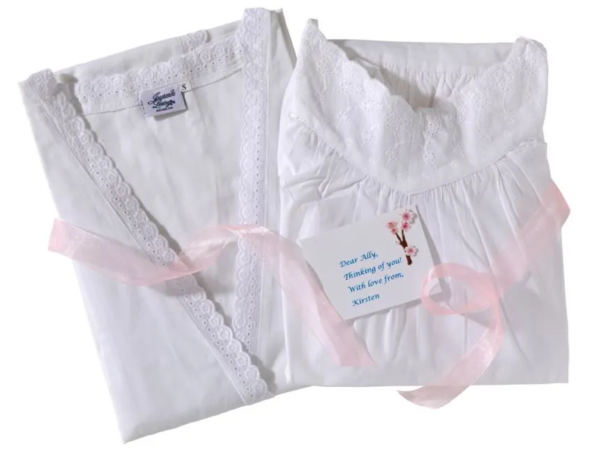 Bathrobe - White Cotton, Short Sleeve