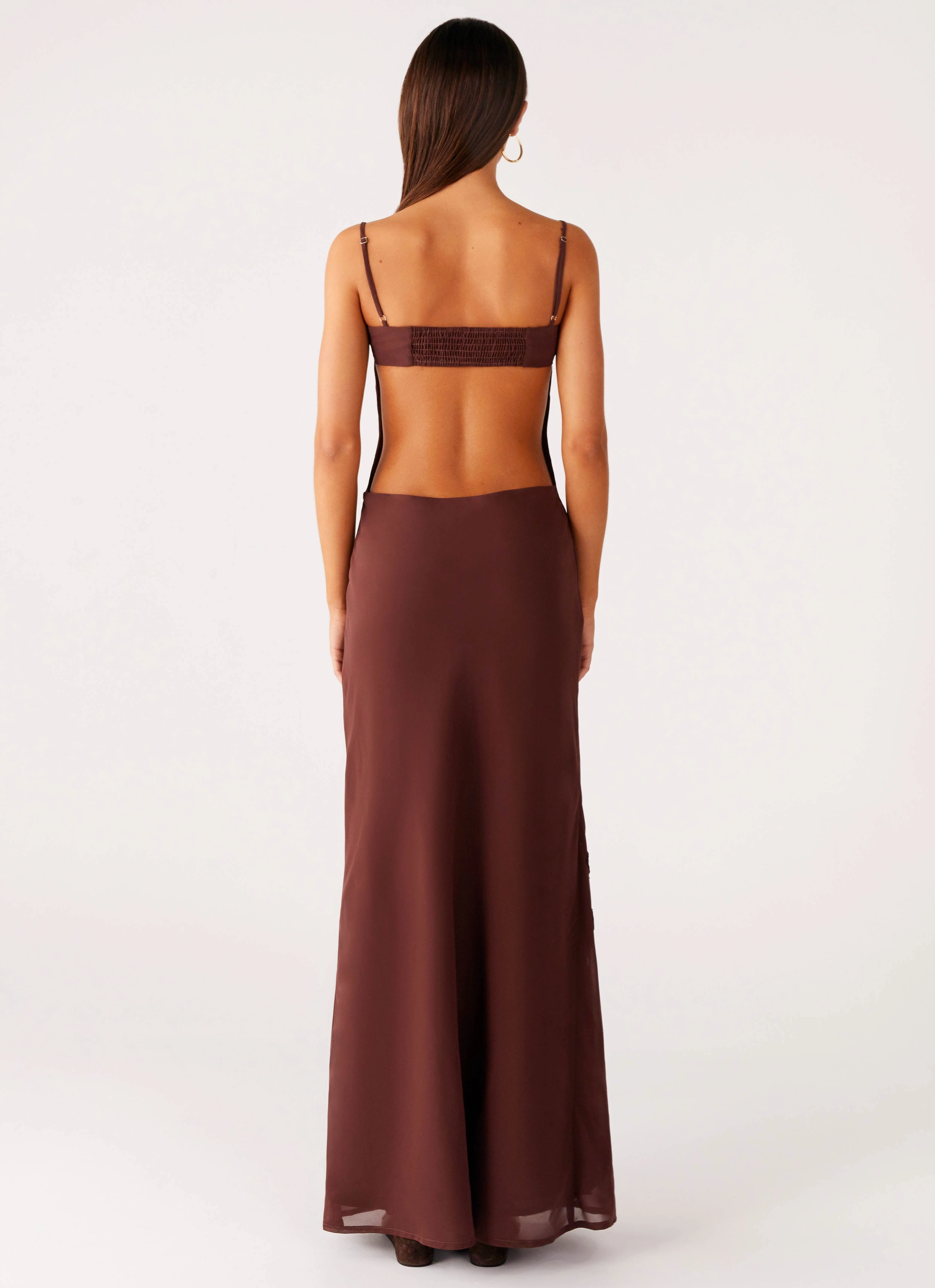 Bayla Beaded Flower Maxi Dress - Chocolate Unisex Option Clasp-Closure