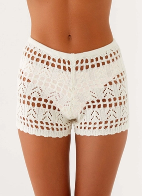 Anti Pilling Finish Baylock Crochet Shorts - White