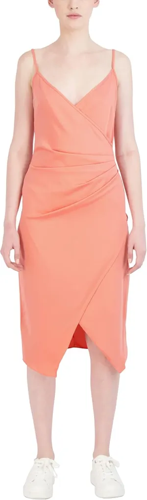 BCBGeneration Women's Spaghetti Strap Wrap Midi Dress