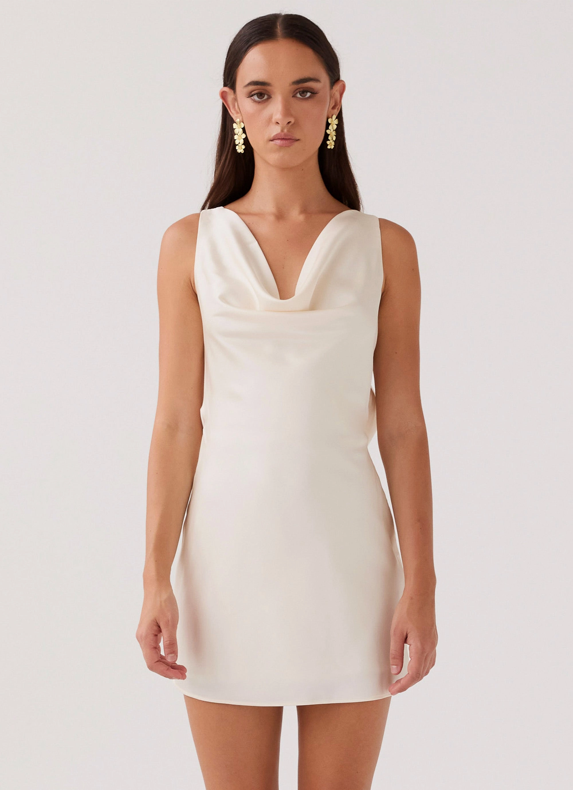 Chill Vibe Be Mine Satin Mini Dress - Ivory