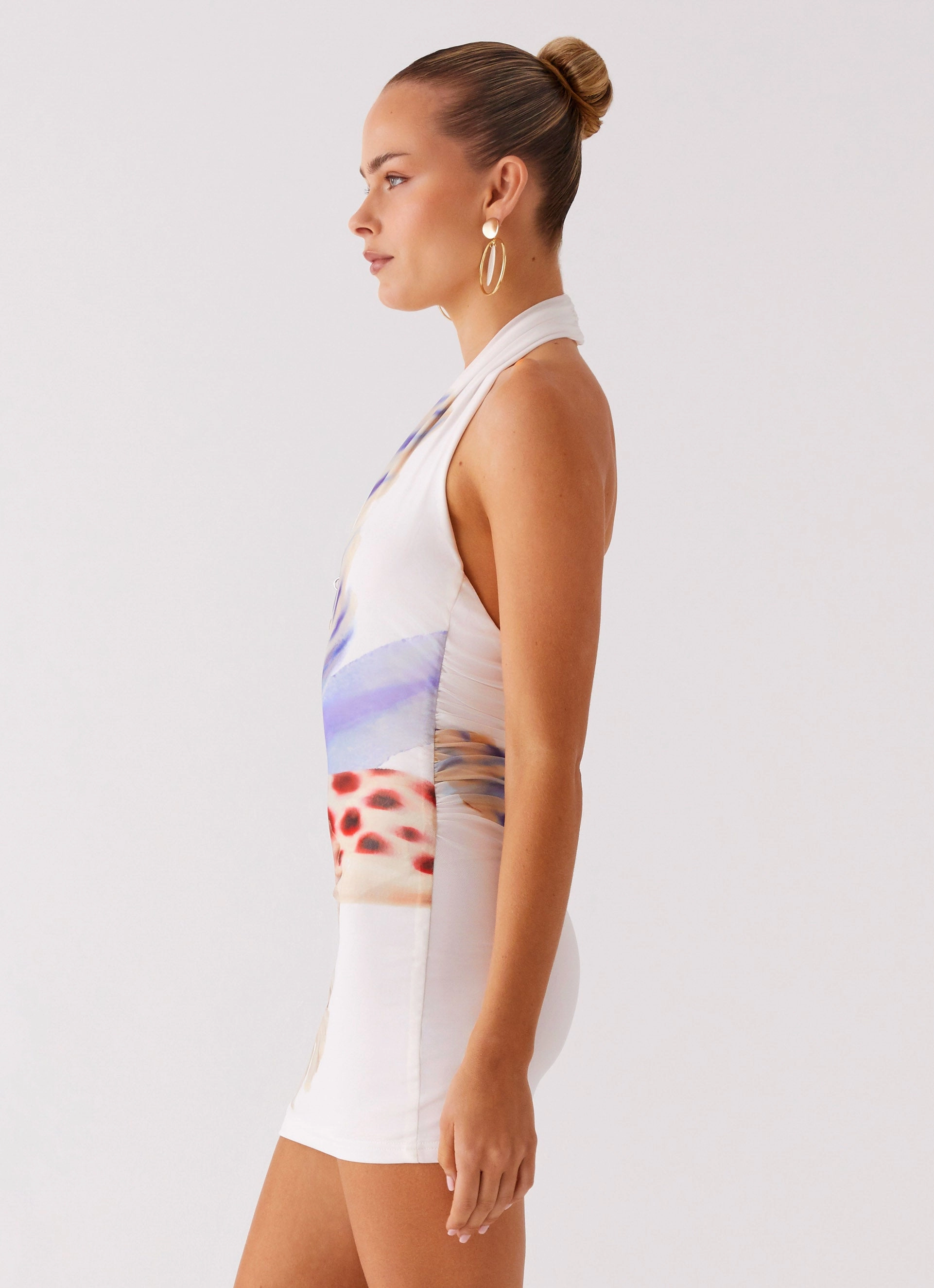 Perfect Cut No Time Mini Dress - White Sea Bloom