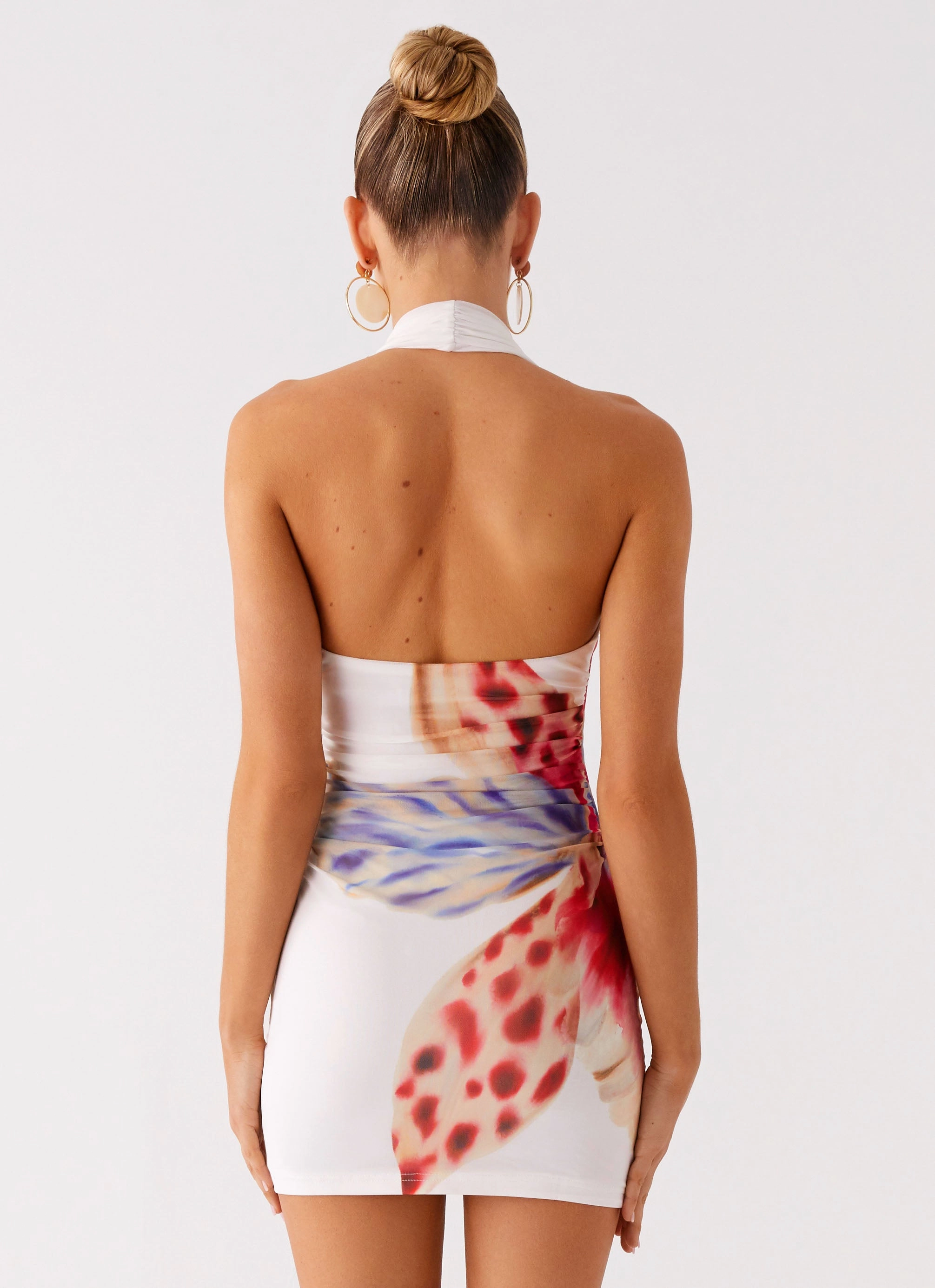 No Time Mini Dress - White Sea Bloom Fashionable Layers Loose Flow