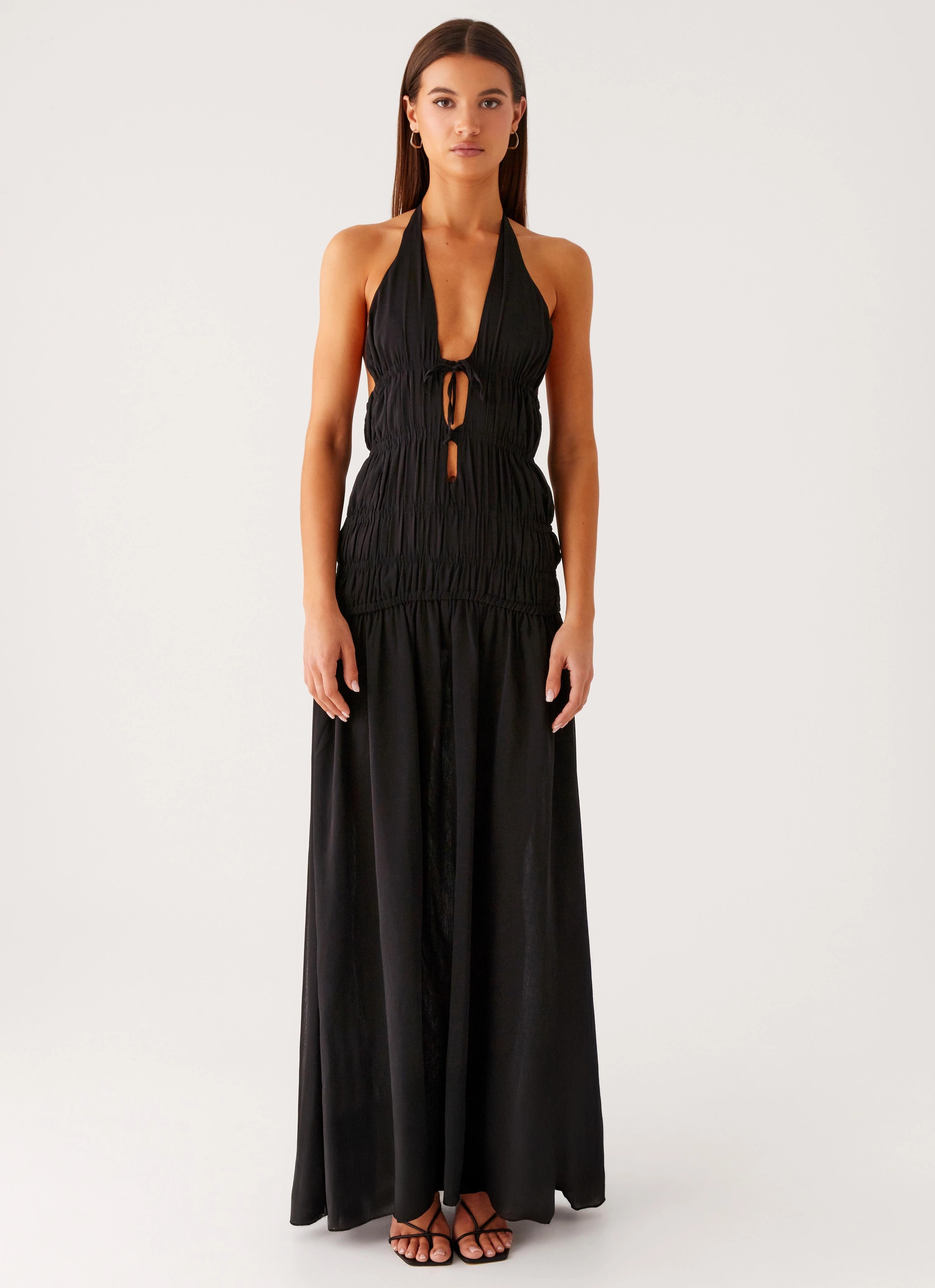 Dione Halter Maxi Dress - Black Calm Grace Winter-Season