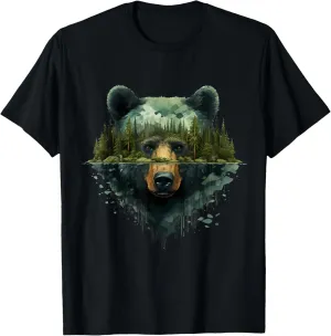 Bear Artwork Portrait Wildlife Forest Nature Animal Art T-Shirt