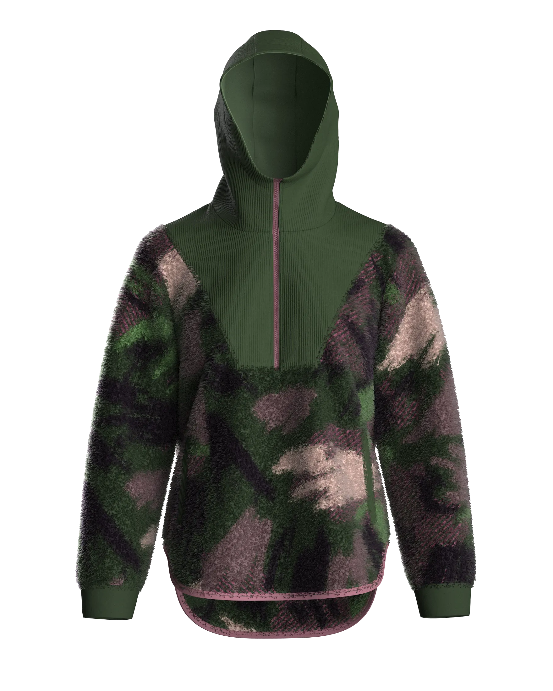 Beaumont Recycled Sherpa Hooded Fleece - Abstract Mountain Fir Tree