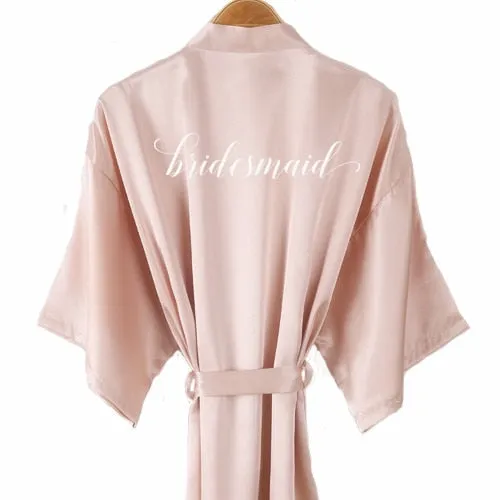 Beautiful Bridal Party Bathrobes Faux Satin-Silk Robes for Everyone in Wedding Party