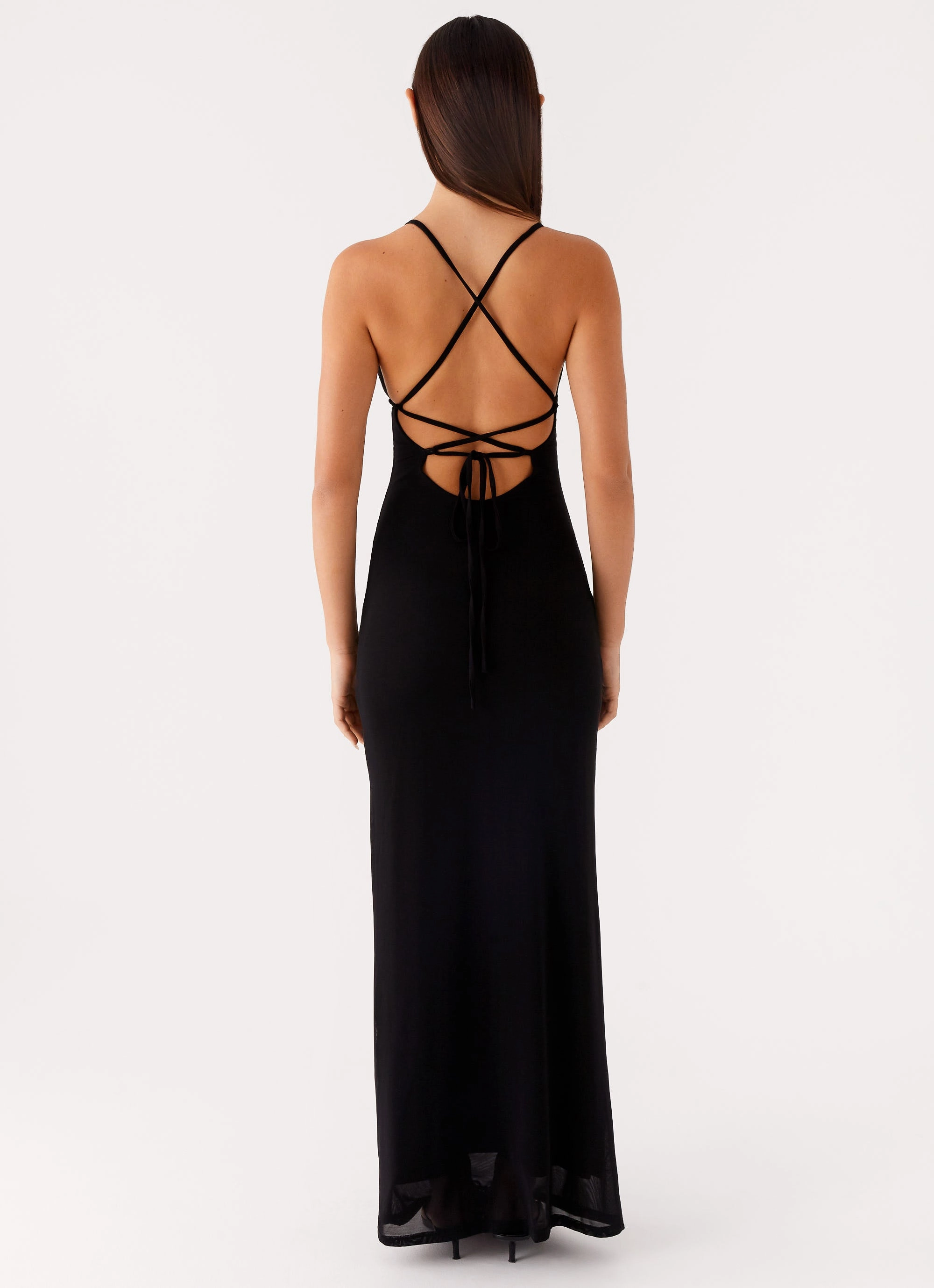 Sleek Motion Beki Beaded Mesh Maxi Dress - Black