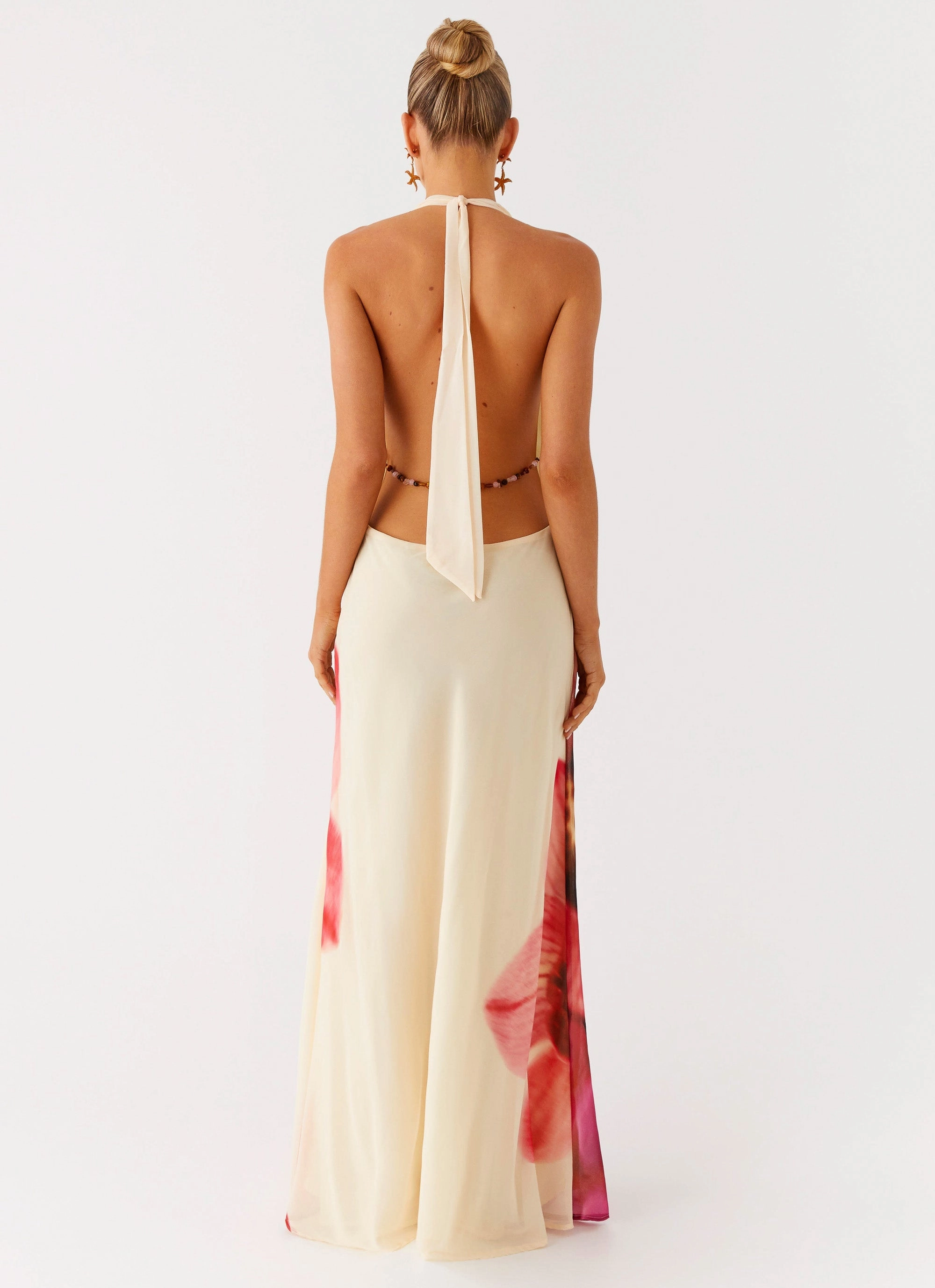 Belivia Maxi Dress - Yellow Bloom Jewel-Tone Figure-Skimming