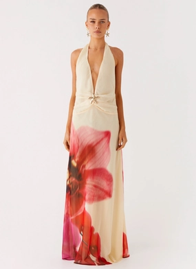 Work Comfort Whimsical Mood Belivia Maxi Dress - Yellow Bloom
