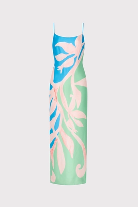 Lily Floral Vine Satin Slip Dress Silky-Feel tailored look
