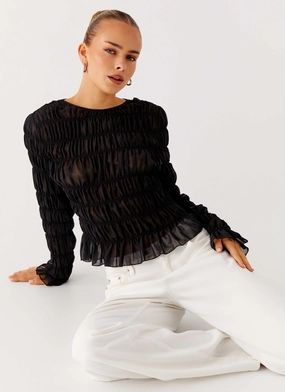 Bound Seam Finish Sleeveless Tee Bella Long Sleeve Top - Black
