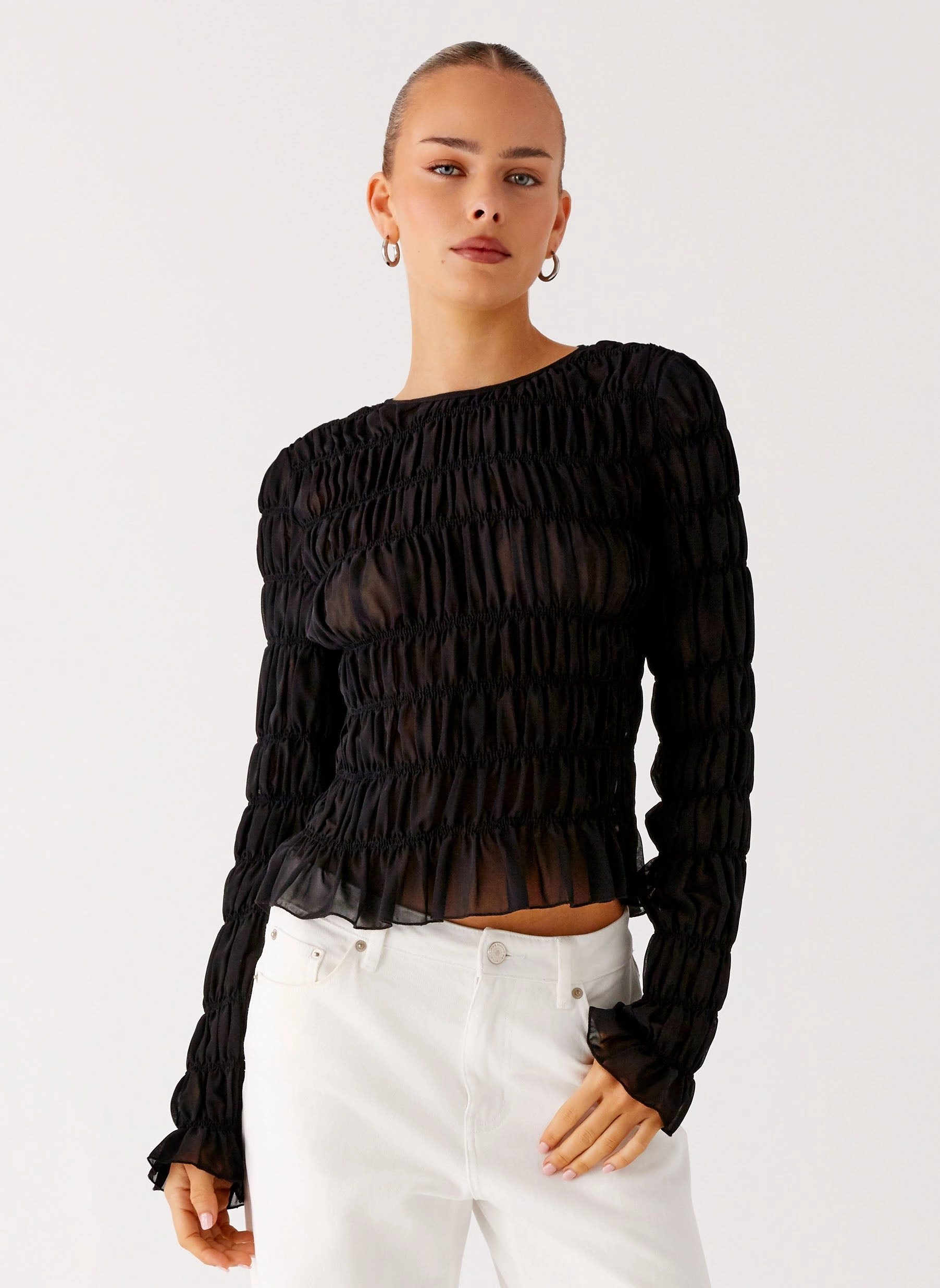 AntiPill Surface Soft Cotton Bella Long Sleeve Top - Black